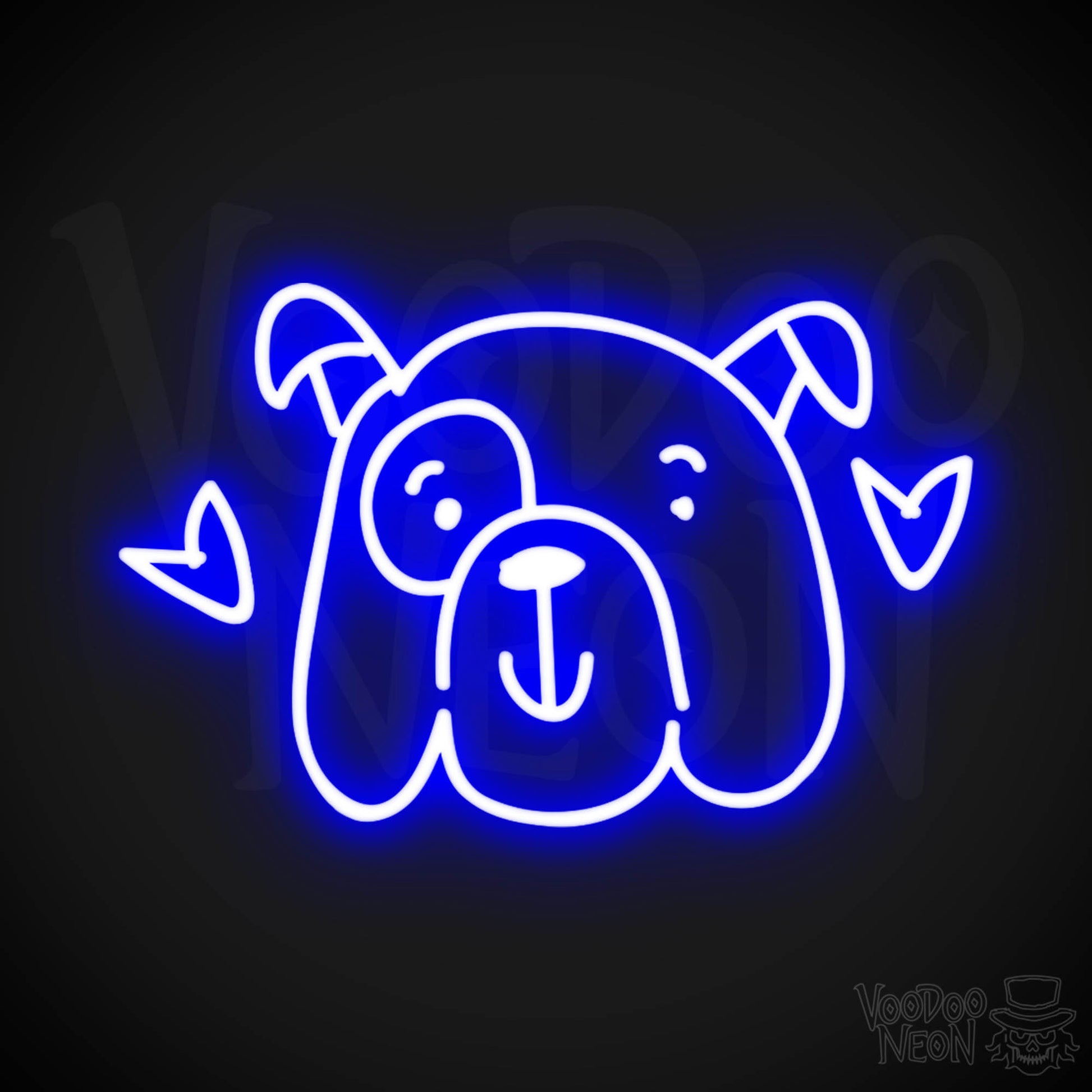 Neon Dog Sign - Funny Dog Face Neon Sign - LED Artwork - Color Dark Blue