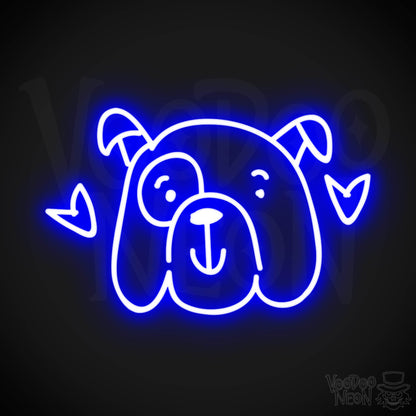 Neon Dog Sign - Funny Dog Face Neon Sign - LED Artwork - Color Dark Blue