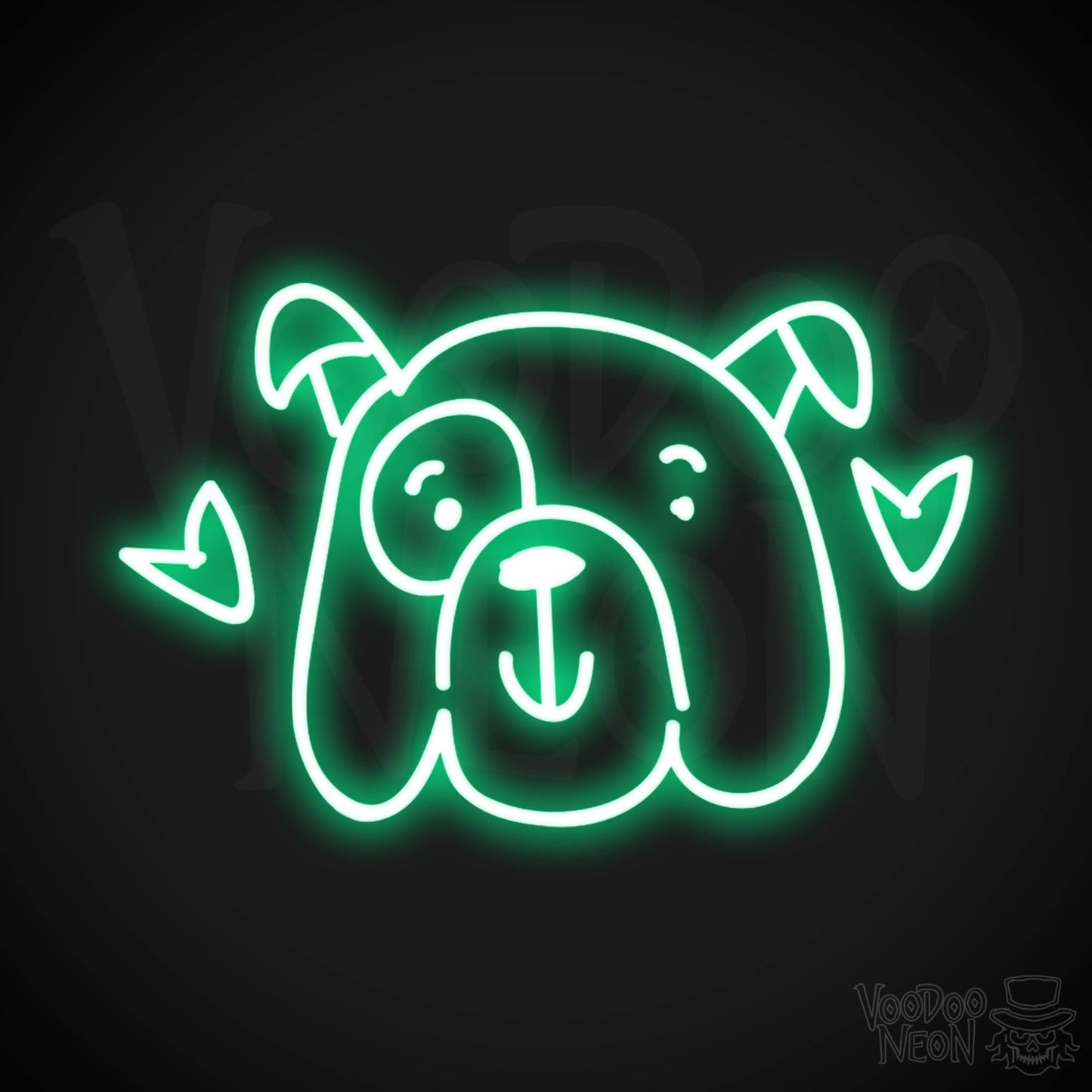 Neon Dog Sign - Funny Dog Face Neon Sign - LED Artwork - Color Green