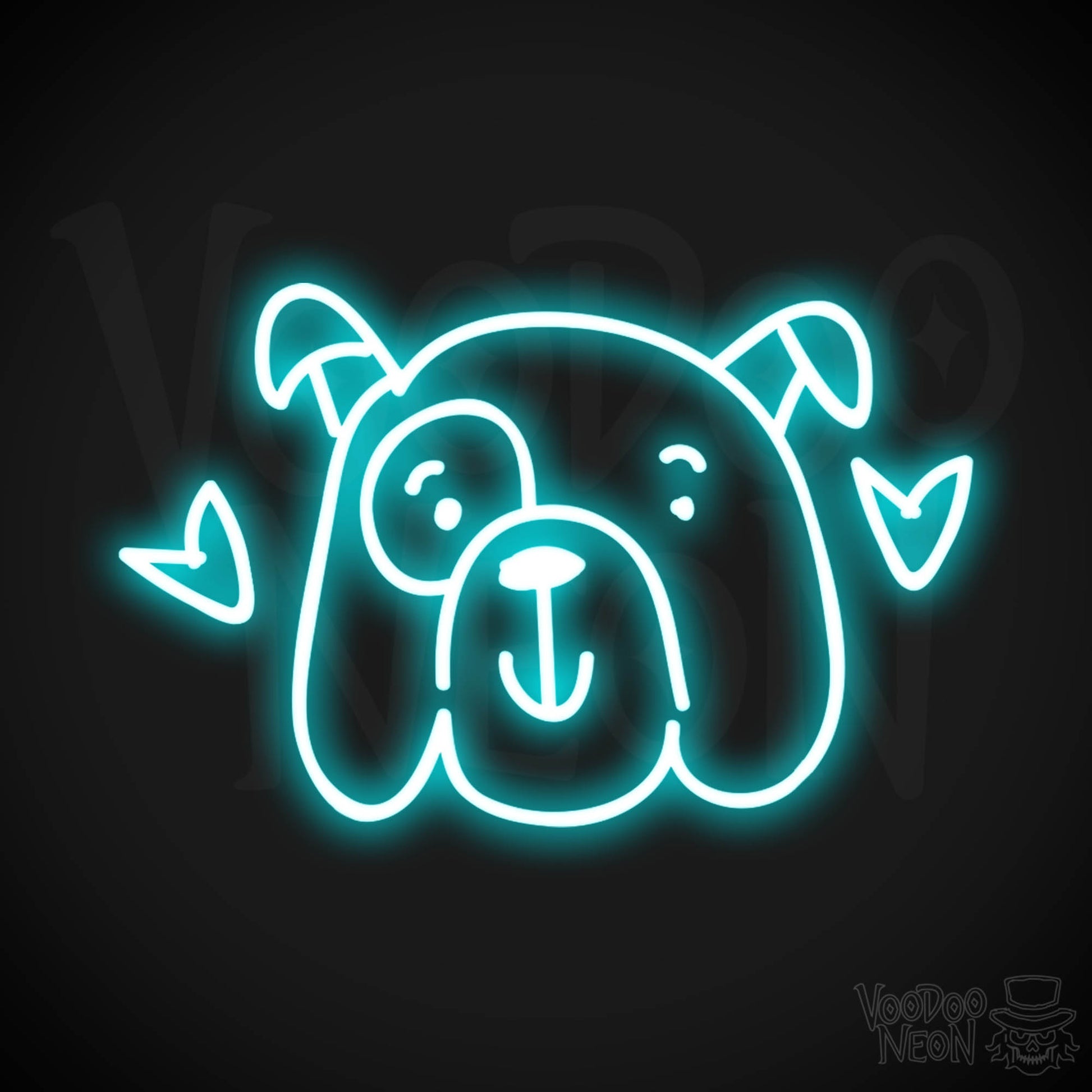 Neon Dog Sign - Funny Dog Face Neon Sign - LED Artwork - Color Ice Blue