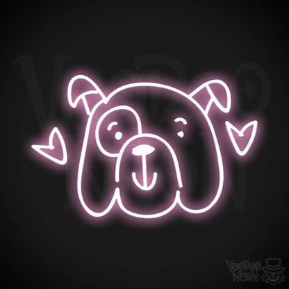 Neon Dog Sign - Funny Dog Face Neon Sign - LED Artwork - Color Light Pink