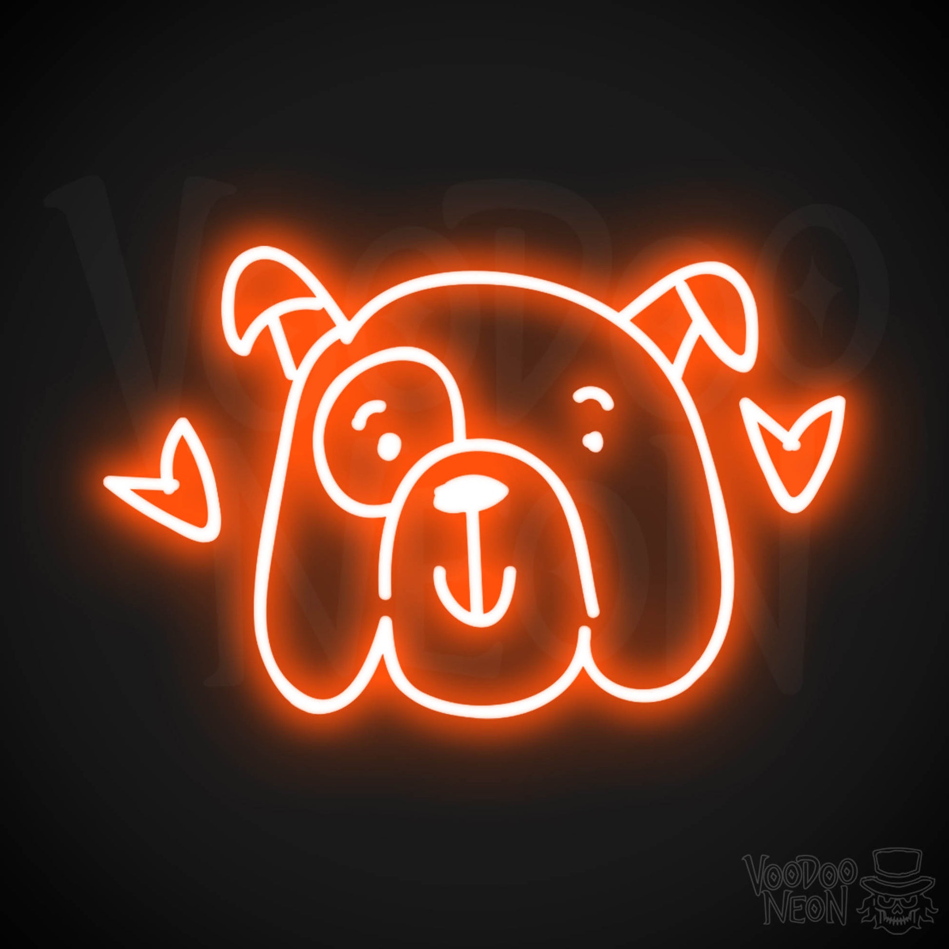 Neon Dog Sign - Funny Dog Face Neon Sign - LED Artwork - Color Orange