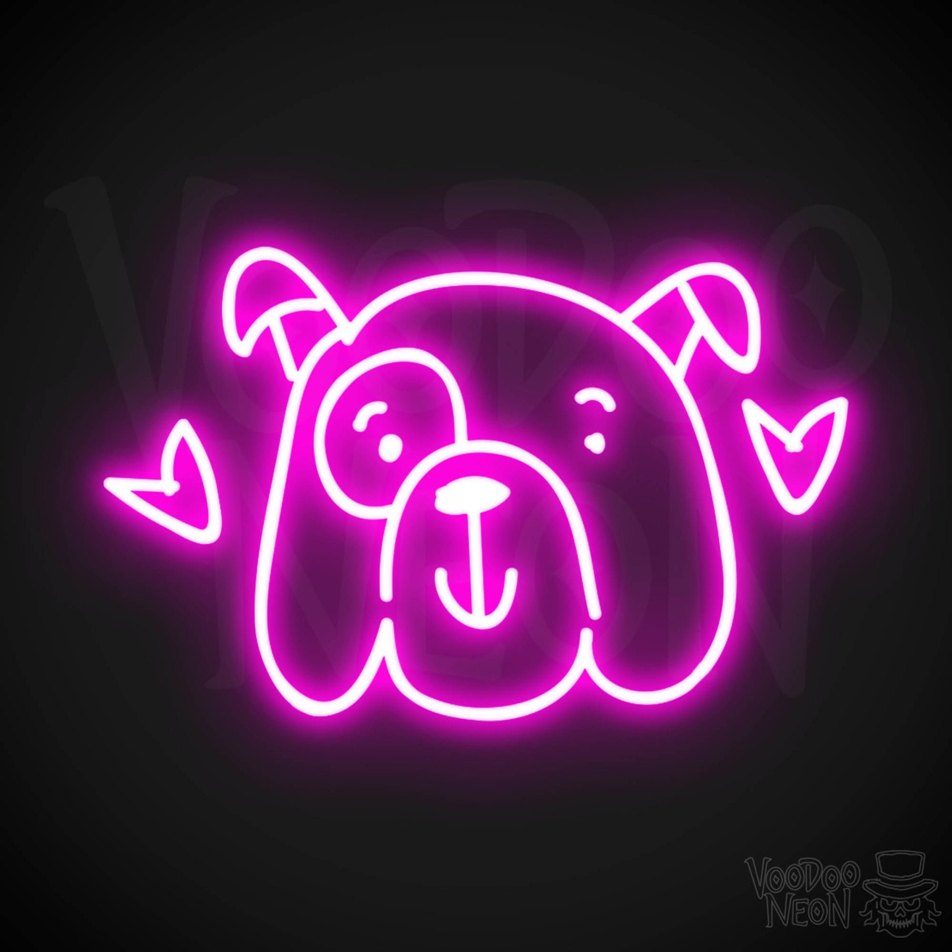 Neon Dog Sign - Funny Dog Face Neon Sign - LED Artwork - Color Pink