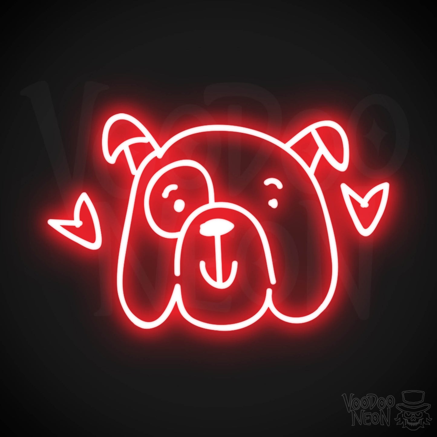 Neon Dog Sign - Funny Dog Face Neon Sign - LED Artwork - Color Red