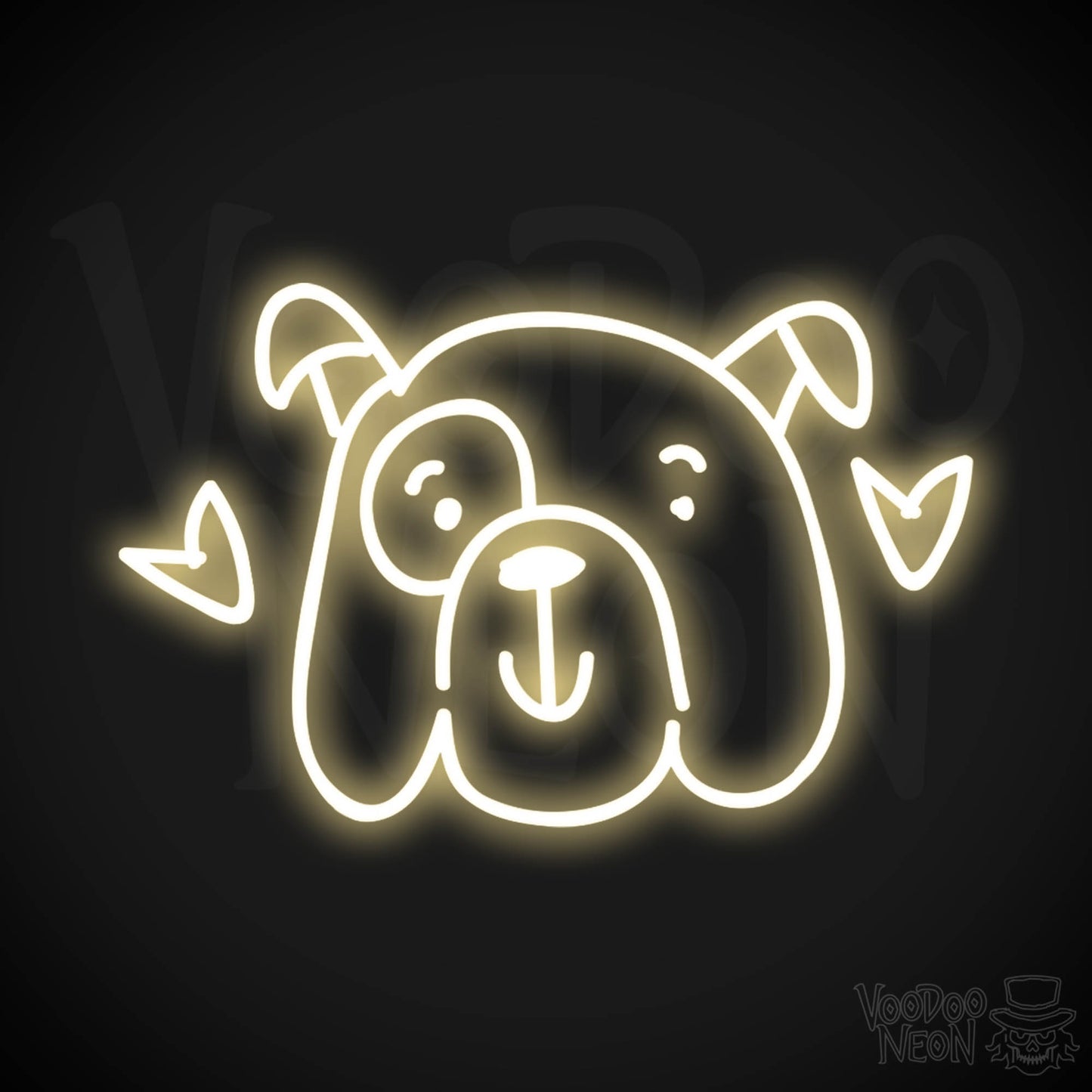 Neon Dog Sign - Funny Dog Face Neon Sign - LED Artwork - Color Warm White