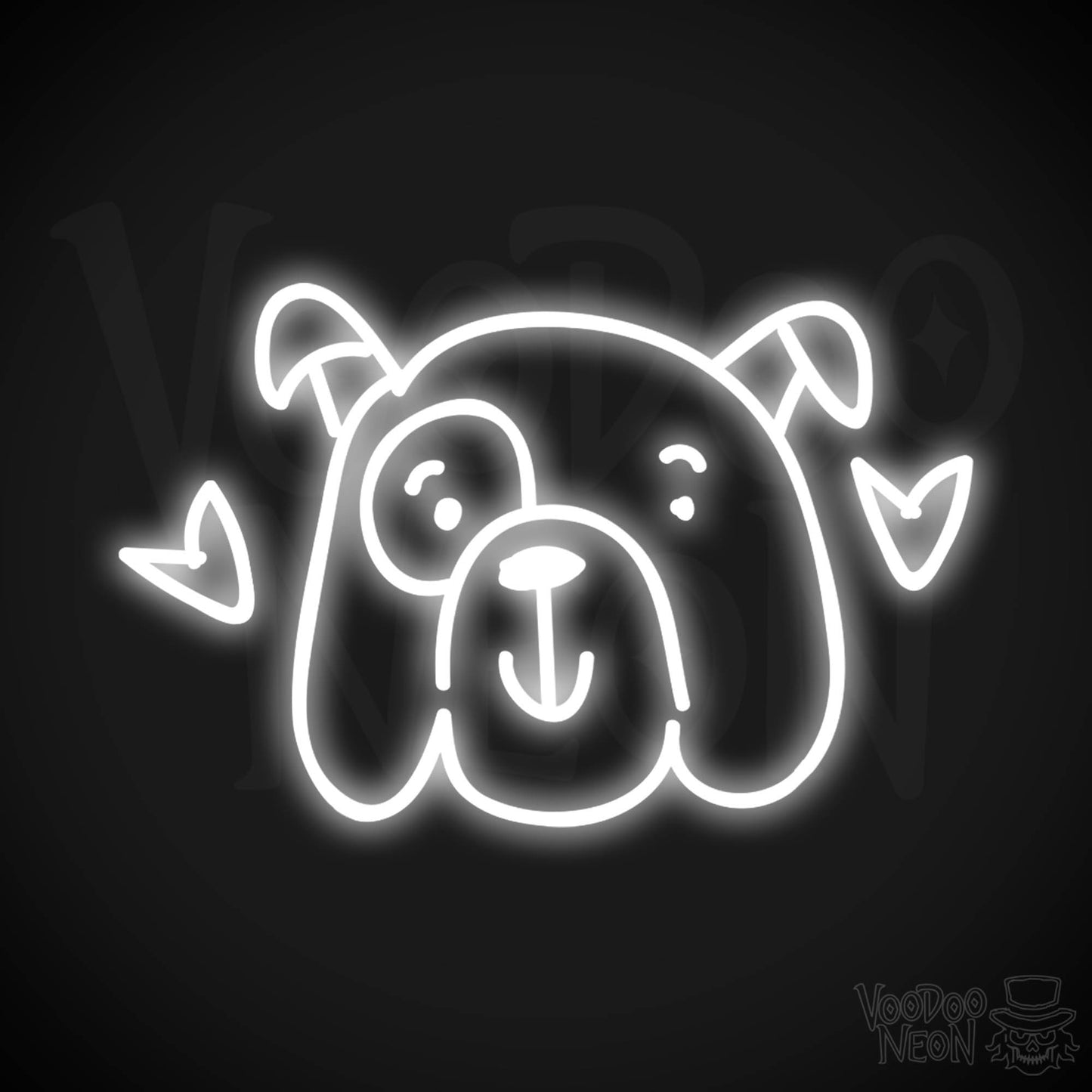 Neon Dog Sign - Funny Dog Face Neon Sign - LED Artwork - Color White