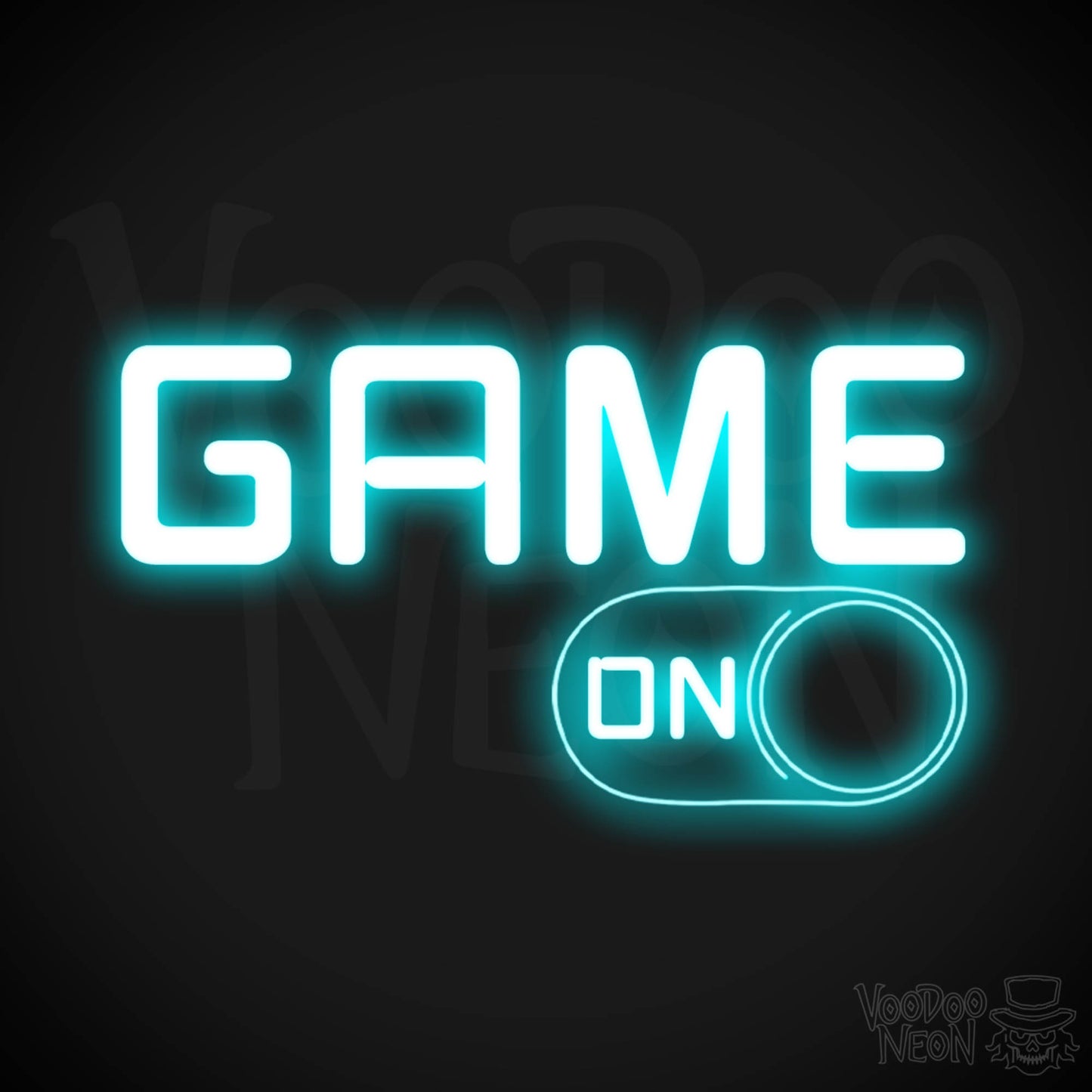 Game On Neon Sign - Neon Game On Sign - LED Wall Art - Color Ice Blue