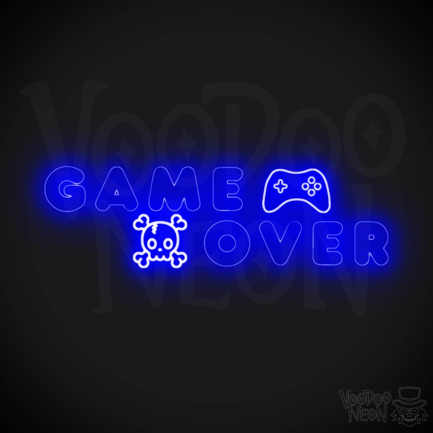 Game Over Neon Sign - Neon Game Over Sign - LED Sign - Color Dark Blue