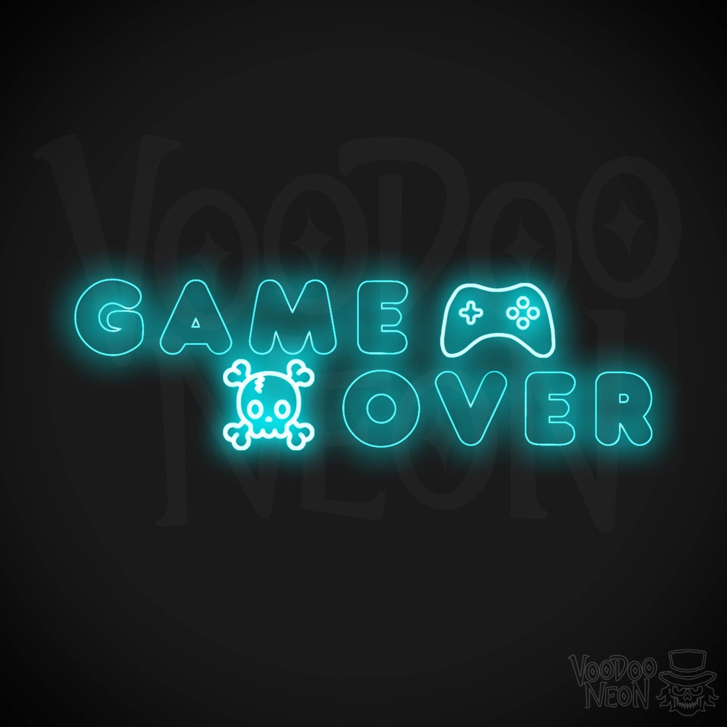 Game Over Neon Sign - Neon Game Over Sign - LED Sign - Color Ice Blue