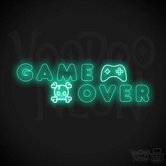 Game Over Neon Sign - Neon Game Over Sign - LED Sign - Color Light Green
