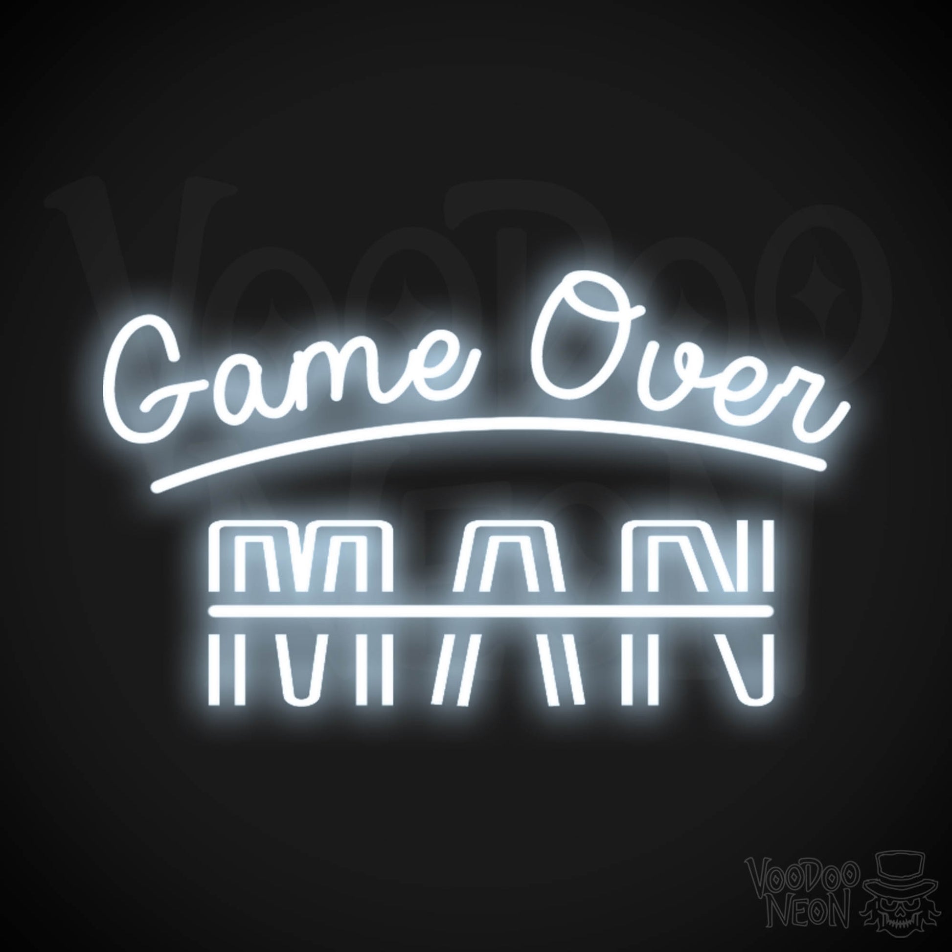 Game Over Man Neon Sign - Game Over Man Light Up Sign - Wall Art - Color Cool White