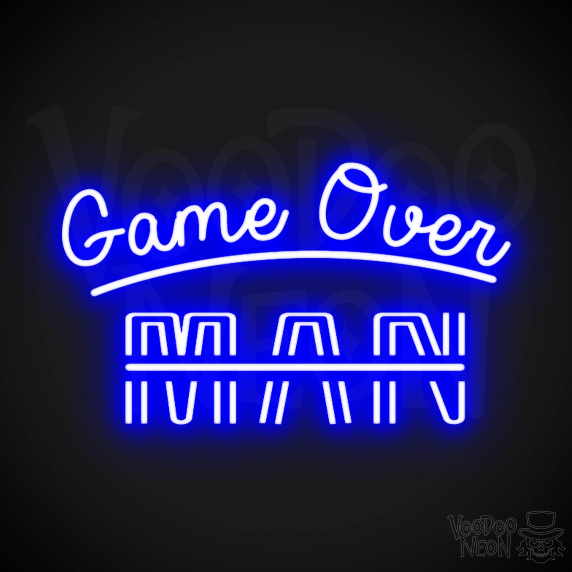Game Over Man Neon Sign - Game Over Man Light Up Sign - Wall Art - Color Dark Blue