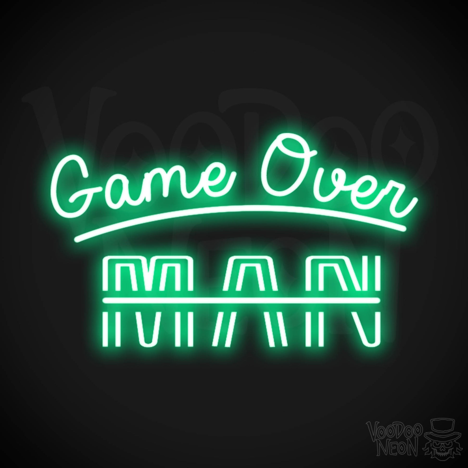Game Over Man Neon Sign - Game Over Man Light Up Sign - Wall Art - Color Green