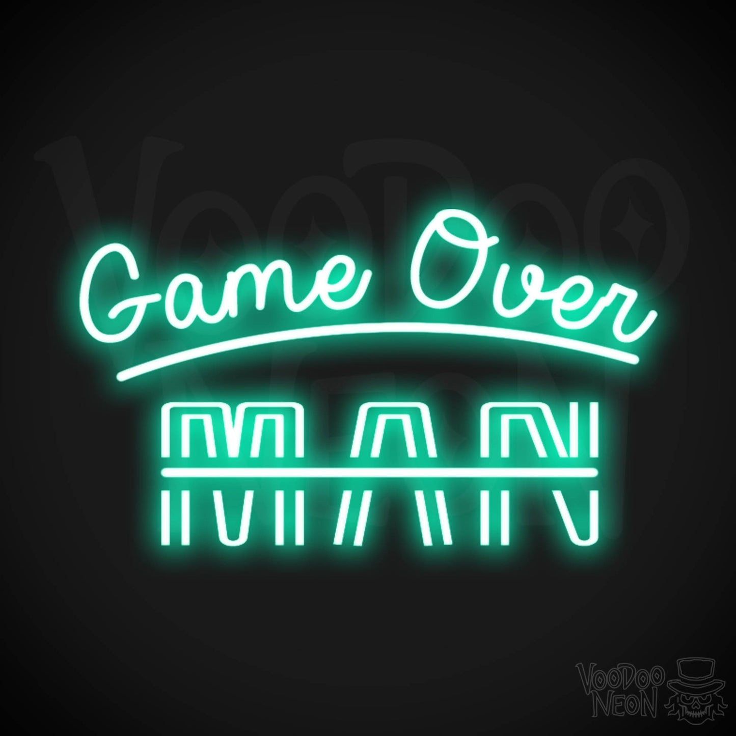 Game Over Man Neon Sign - Game Over Man Light Up Sign - Wall Art - Color Light Green