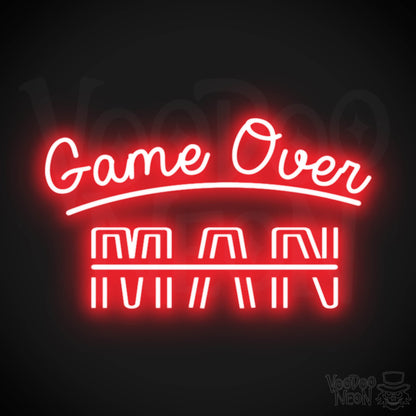 Game Over Man Neon Sign - Game Over Man Light Up Sign - Wall Art - Color Red