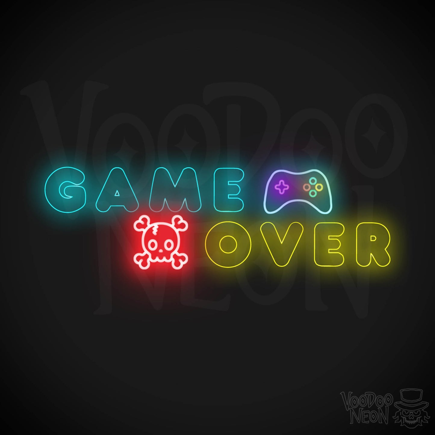 Game Over Neon Sign - Neon Game Over Sign - LED Sign - Color Multi-Color