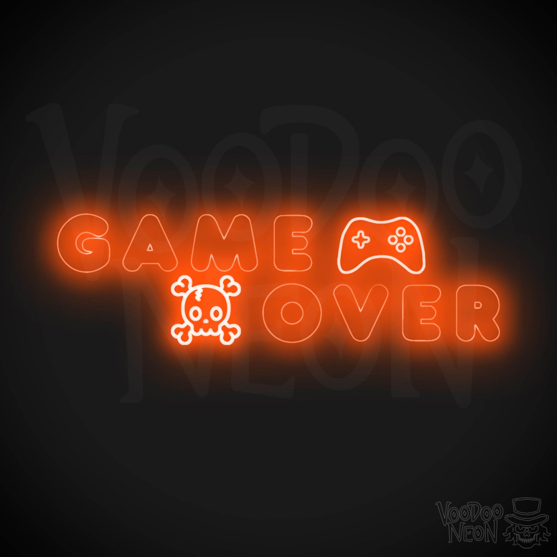 Game Over Neon Sign - Neon Game Over Sign - LED Sign - Color Orange