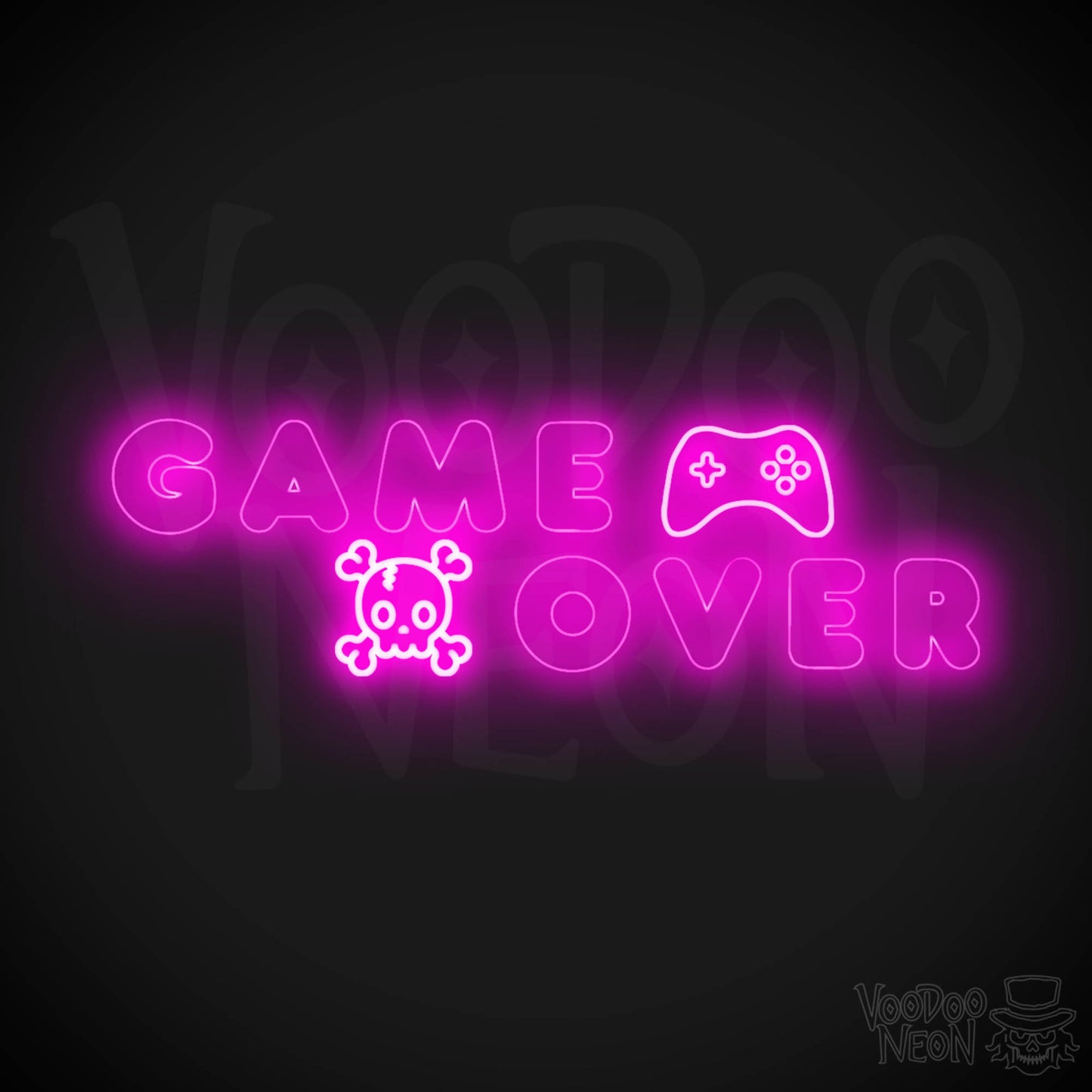 Game Over Neon Sign - Neon Game Over Sign - LED Sign - Color Pink