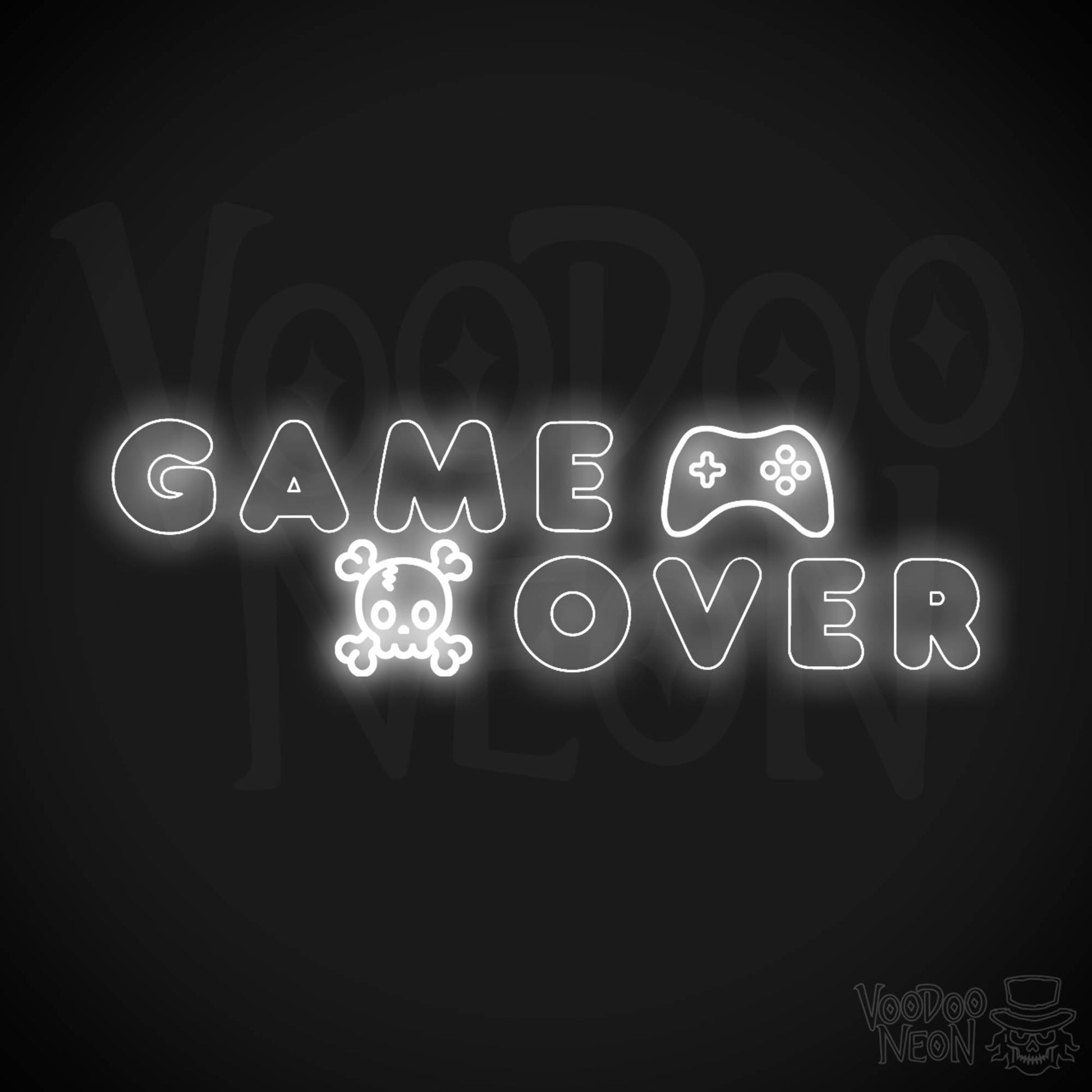 Game Over Neon Sign - Neon Game Over Sign - LED Sign - Color White