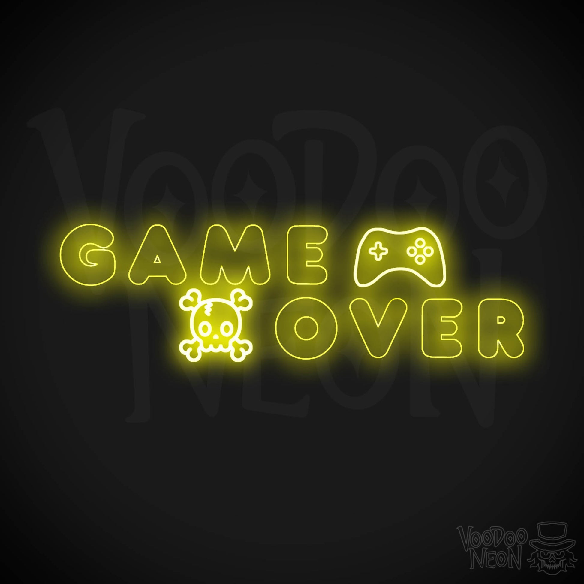 Game Over Neon Sign - Neon Game Over Sign - LED Sign - Color Yellow