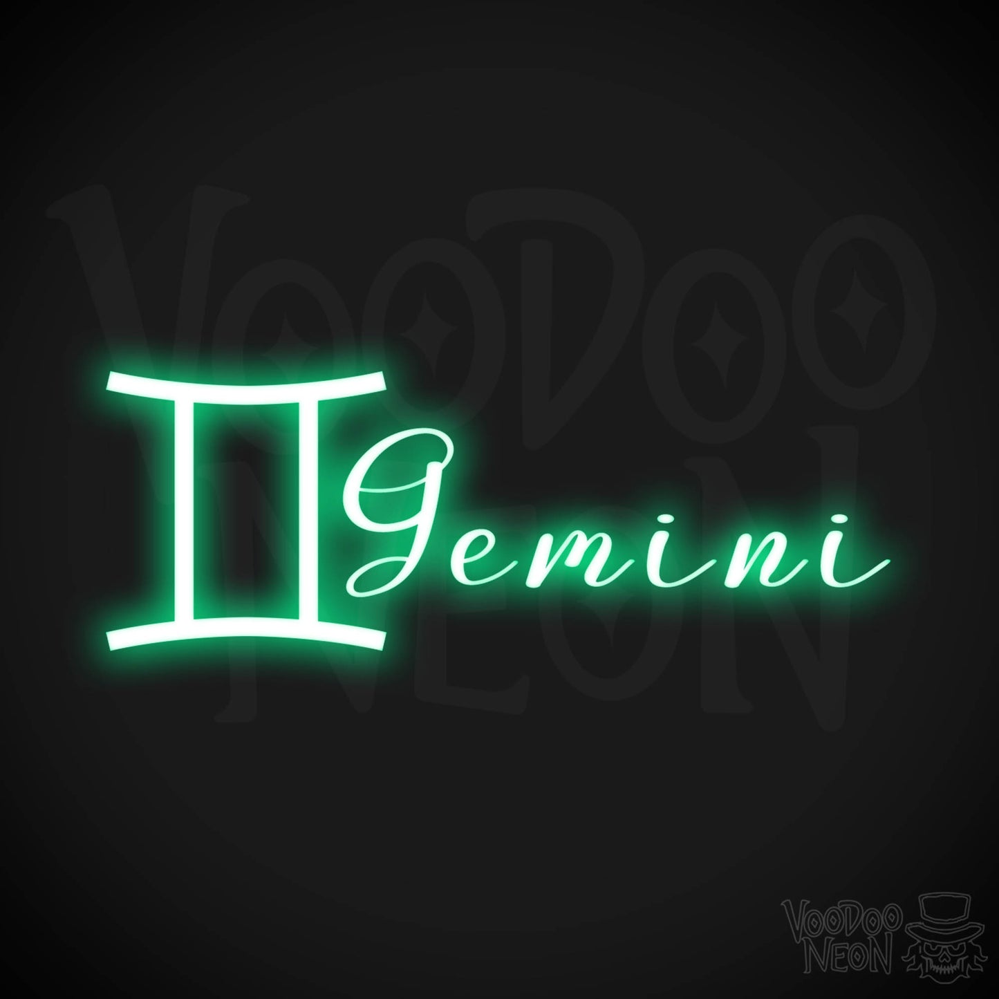 Gemini Neon Sign - Neon Gemini Sign - Gemini Symbol - Neon Wall Art - Color Green