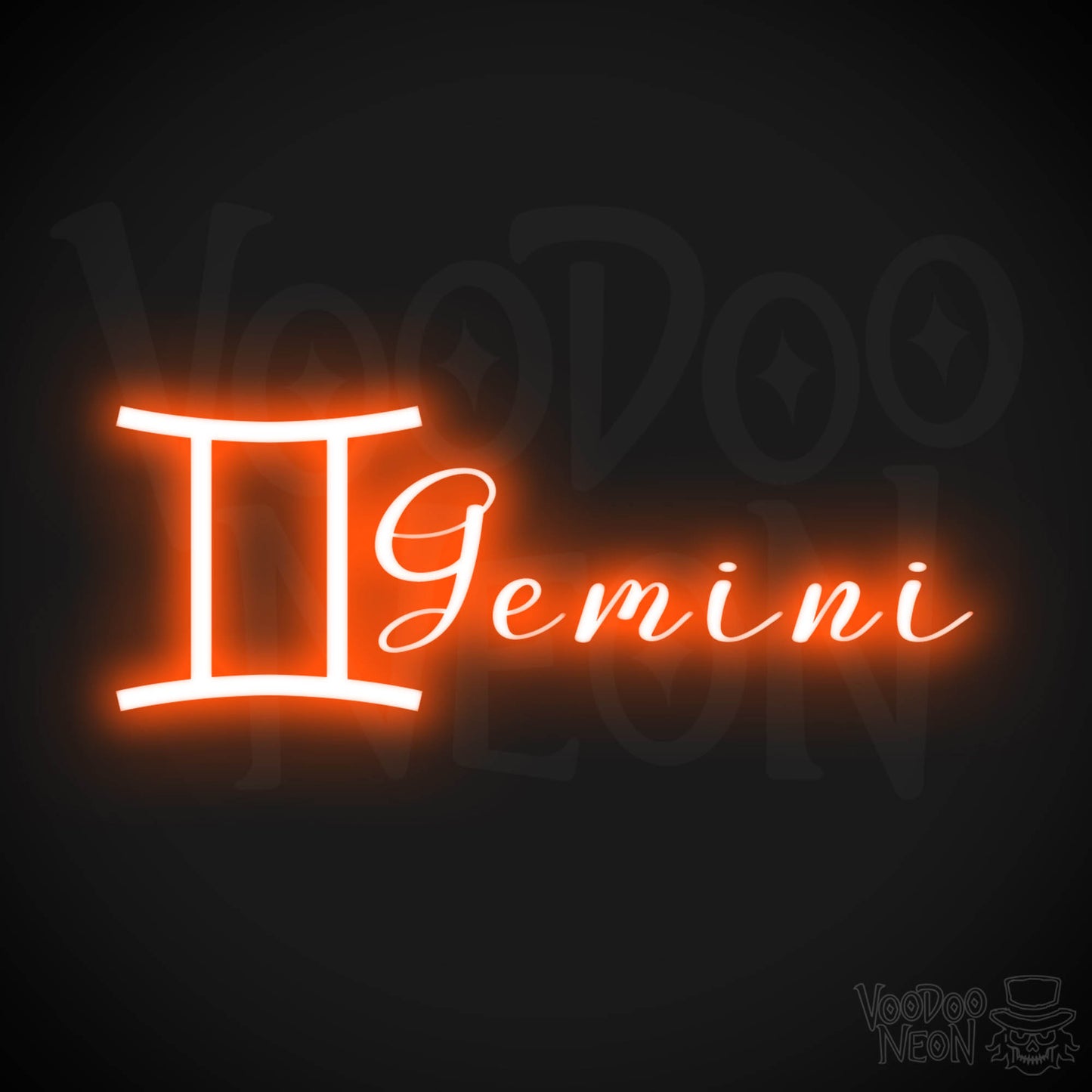 Gemini Neon Sign - Neon Gemini Sign - Gemini Symbol - Neon Wall Art - Color Orange