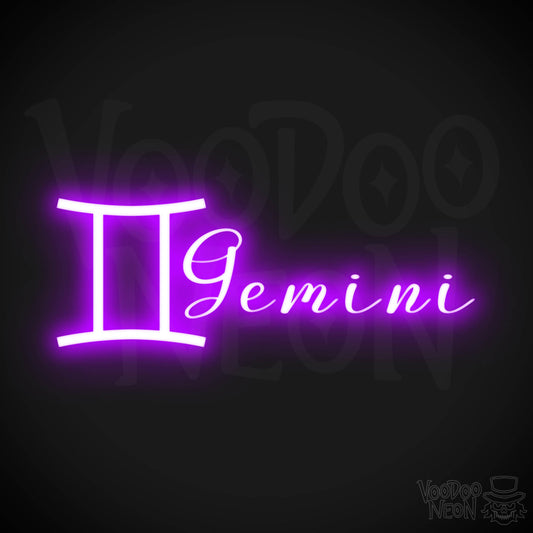 Gemini Neon Sign - Neon Gemini Sign - Gemini Symbol - Neon Wall Art - Color Purple