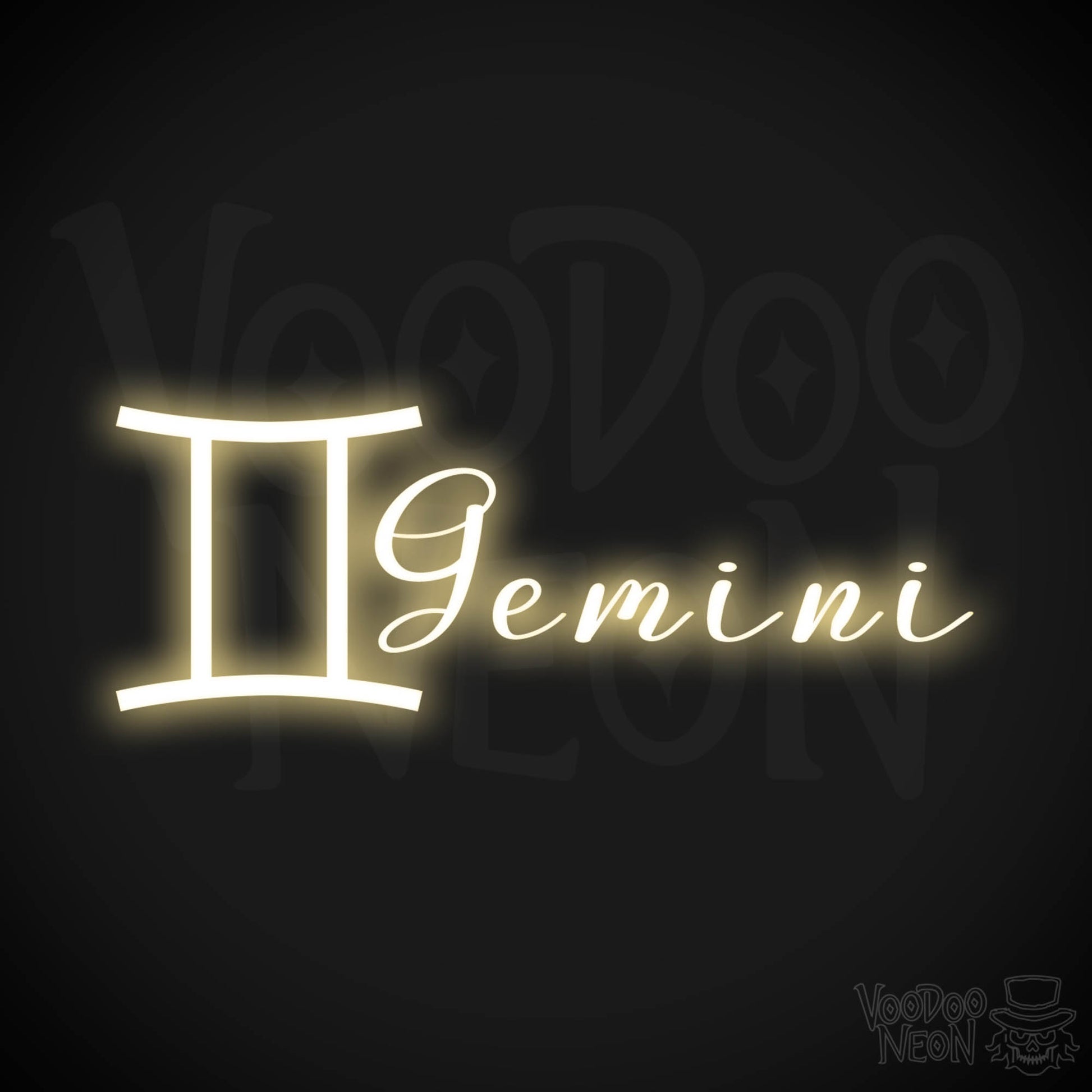 Gemini Neon Sign - Neon Gemini Sign - Gemini Symbol - Neon Wall Art - Color Warm White