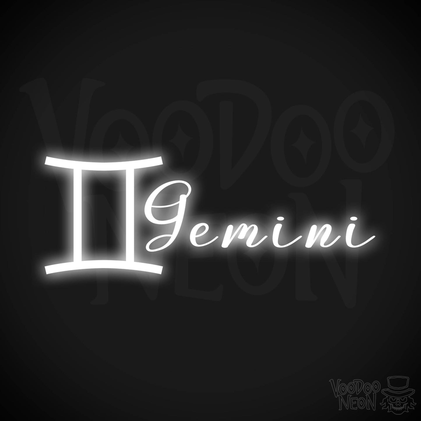 Gemini Neon Sign - Neon Gemini Sign - Gemini Symbol - Neon Wall Art - Color White