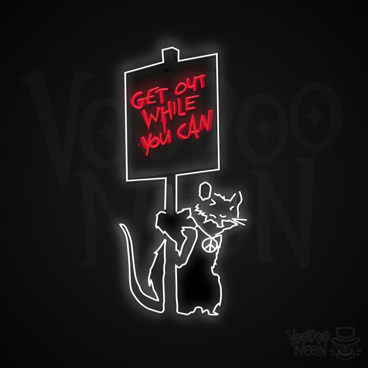 Banksy Get Out While You Can neon sign