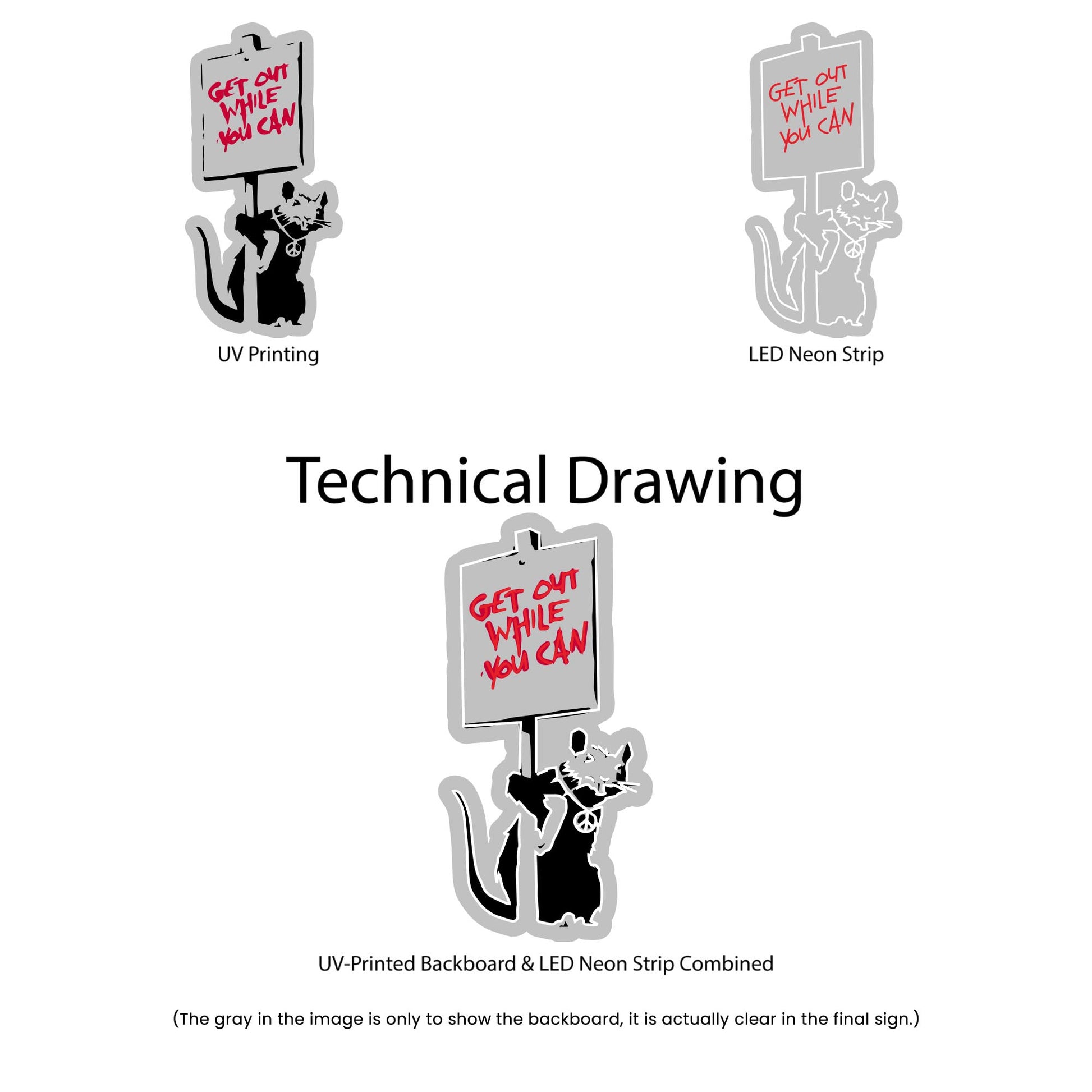 Technical Drawing Banksy Get Out While You Can