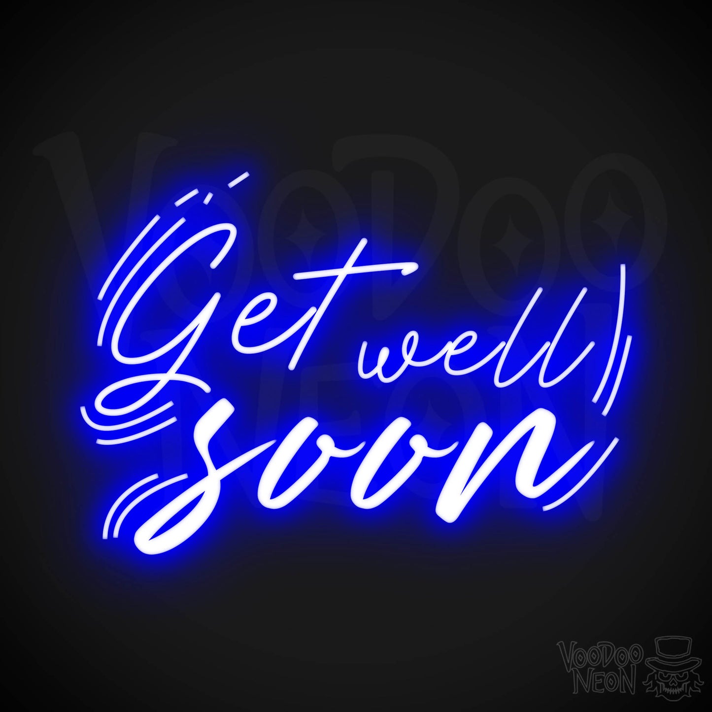 Get Well Soon Neon Sign - Neon Get Well Soon Sign - Speedy Recovery Quote Sign - Color Dark Blue