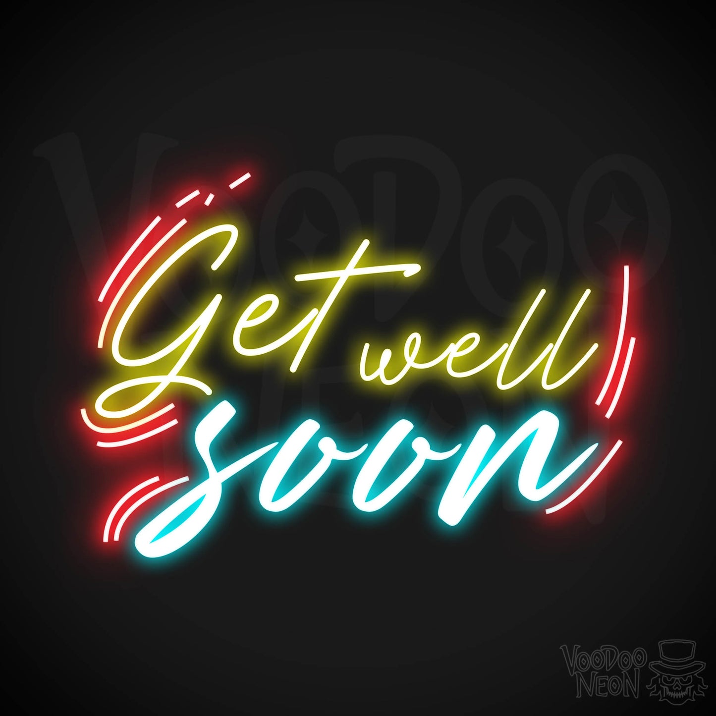 Get Well Soon Neon Sign - Neon Get Well Soon Sign - Speedy Recovery Quote Sign - Color Multi-Color
