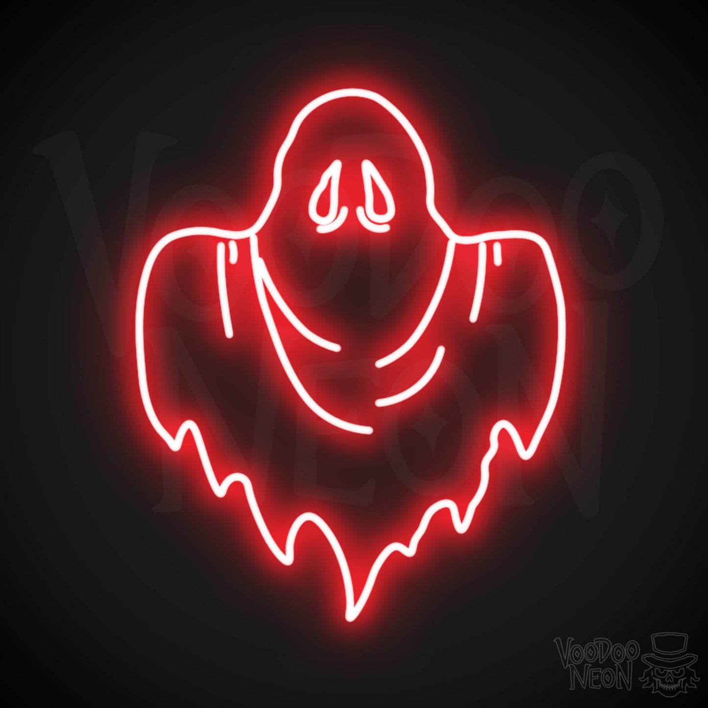 Ghost Neon Sign - Neon Ghost Wall Art - LED Sign - Color Red