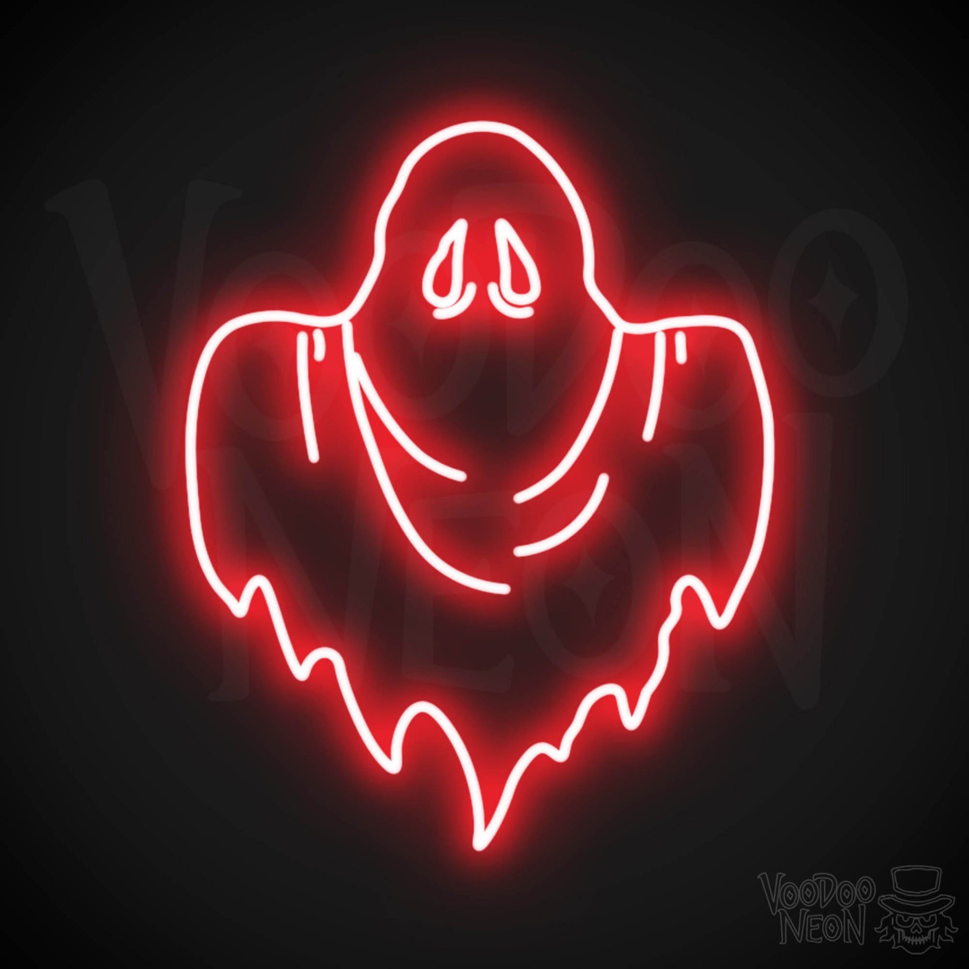 Ghost Neon Sign - Neon Ghost Wall Art - LED Sign - Color Red
