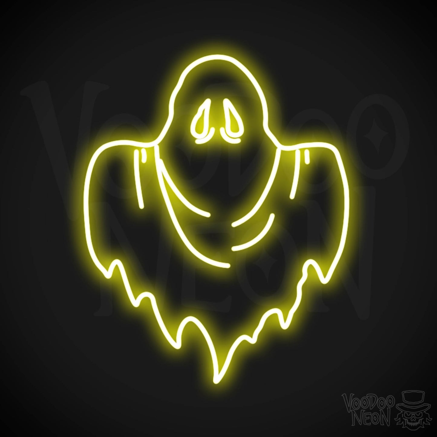 Ghost Neon Sign - Neon Ghost Wall Art - LED Sign - Color Yellow