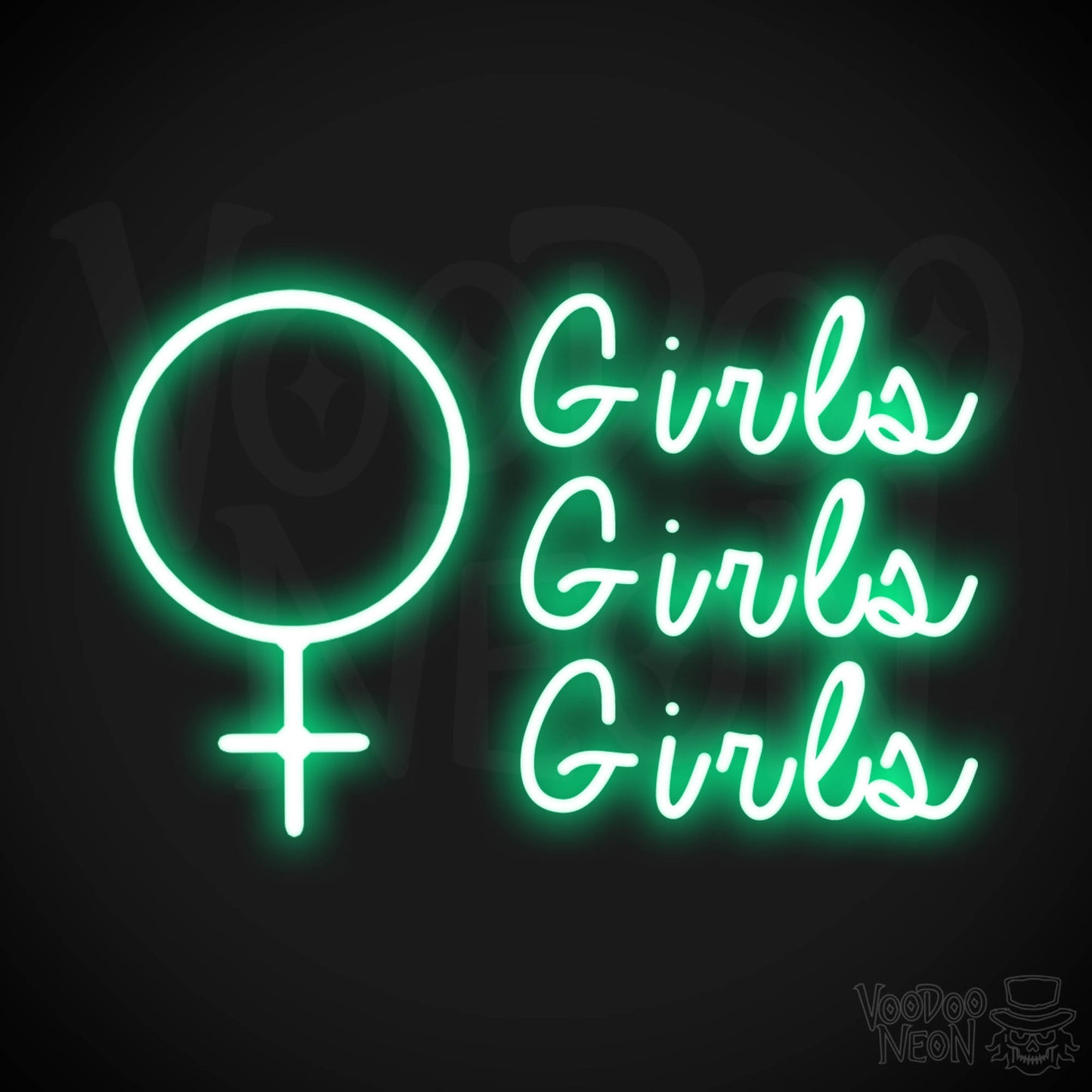 Girls Girls Girls Neon Sign - Neon Girls Girls Girls Sign - Nightclub Wall Art - Color Green