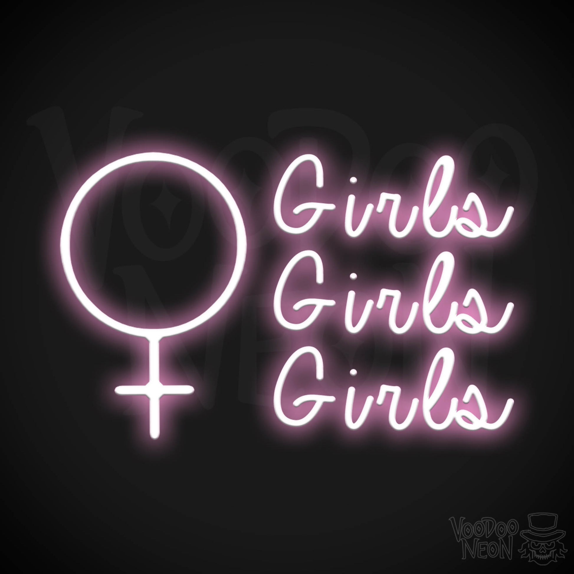 Girls Girls Girls Neon Sign - Neon Girls Girls Girls Sign - Nightclub Wall Art - Color Light Pink