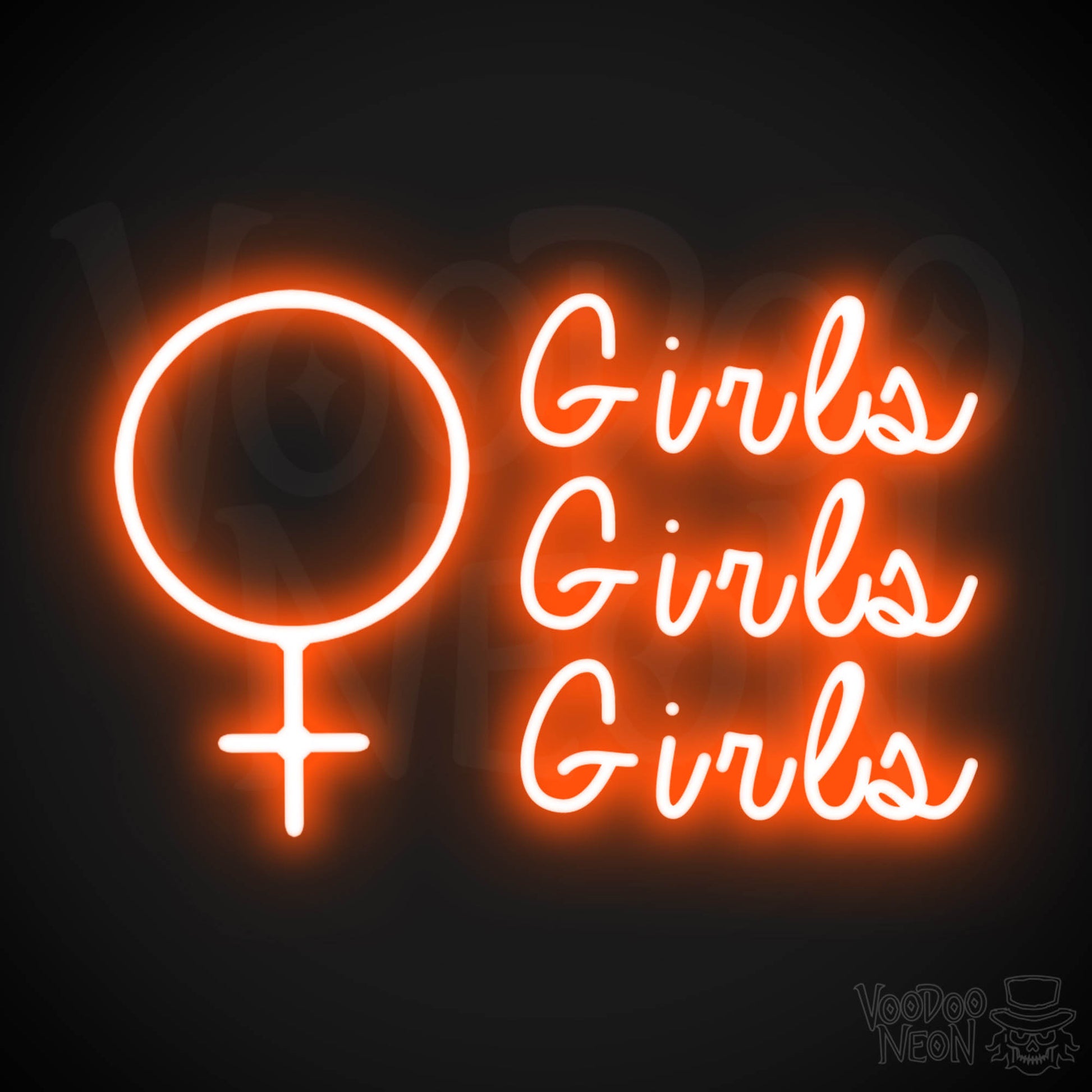 Girls Girls Girls Neon Sign - Neon Girls Girls Girls Sign - Nightclub Wall Art - Color Orange