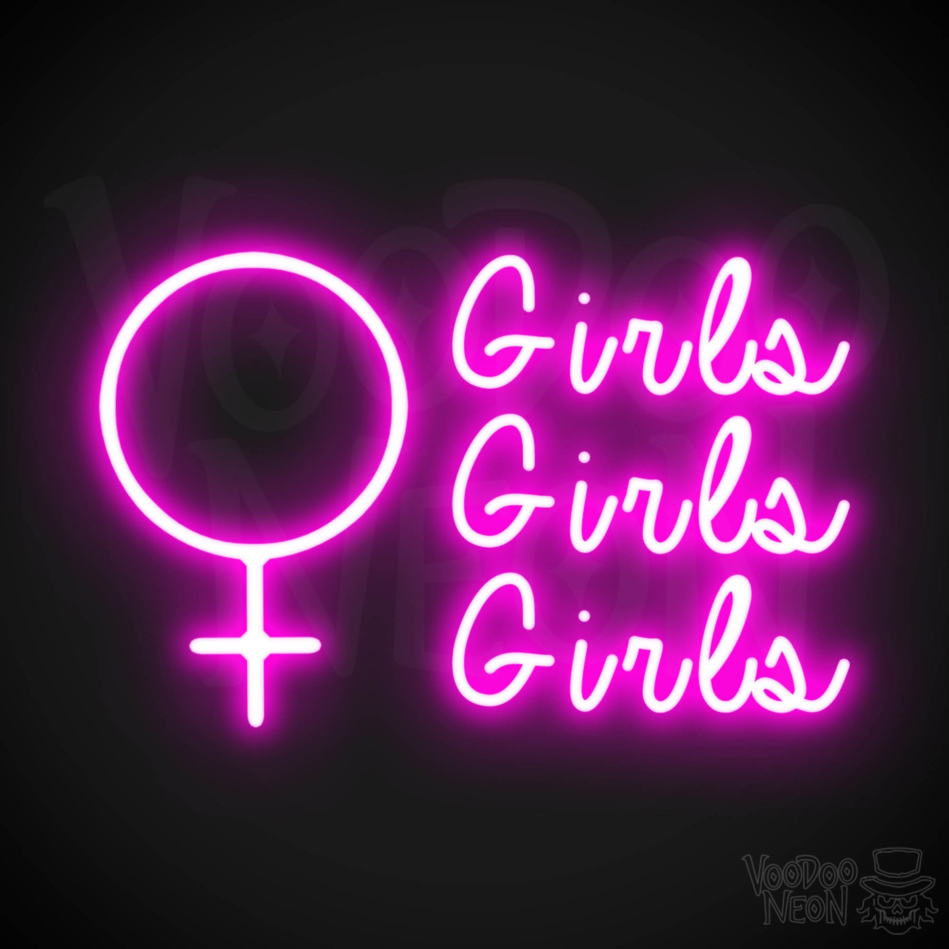 Girls Girls Girls Neon Sign - Neon Girls Girls Girls Sign - Nightclub Wall Art - Color Pink