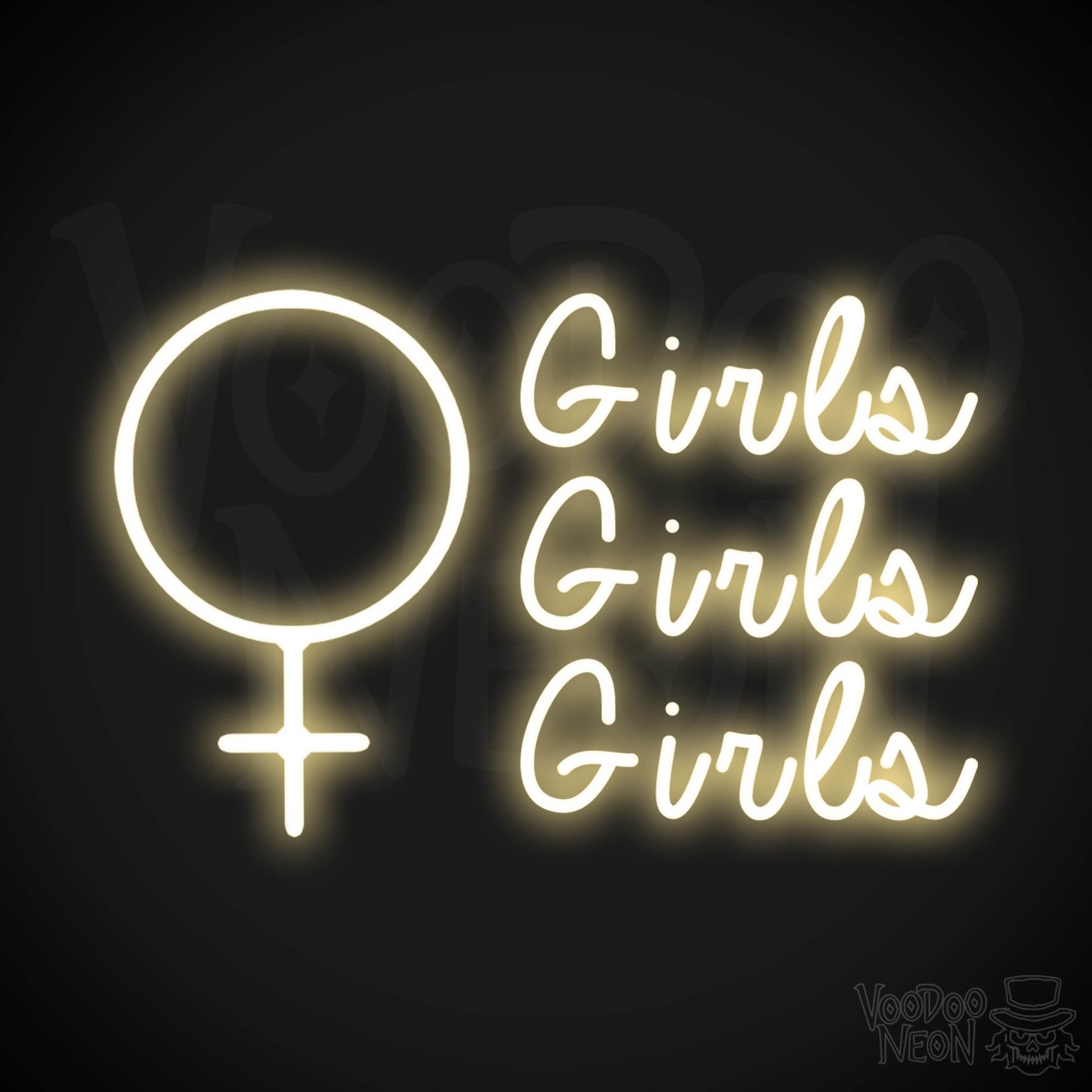 Girls Girls Girls Neon Sign - Neon Girls Girls Girls Sign - Nightclub Wall Art - Color Warm White