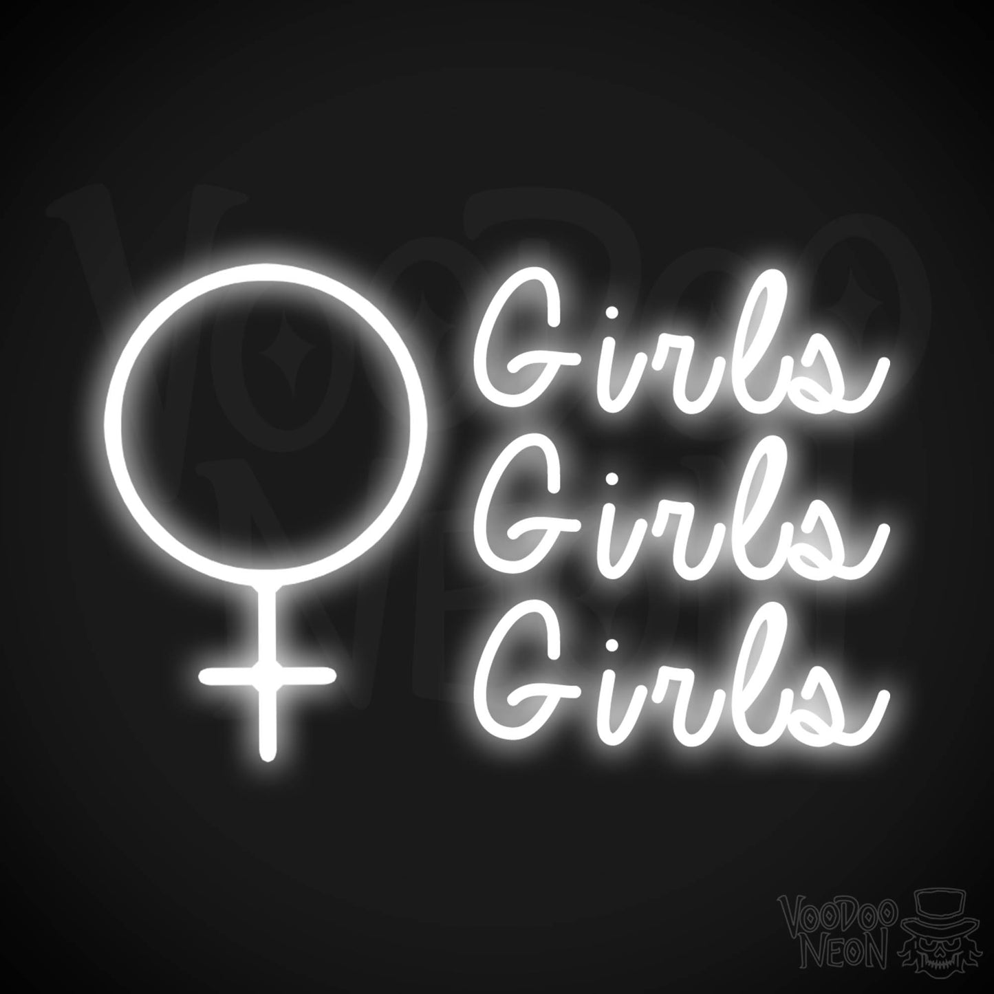 Girls Girls Girls Neon Sign - Neon Girls Girls Girls Sign - Nightclub Wall Art - Color White