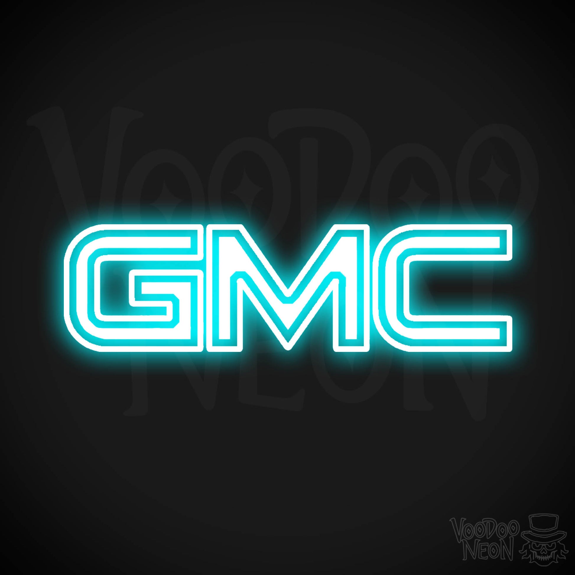 GMC Neon Sign - Neon GMC Sign - GMC Logo Wall Art - Color Ice Blue
