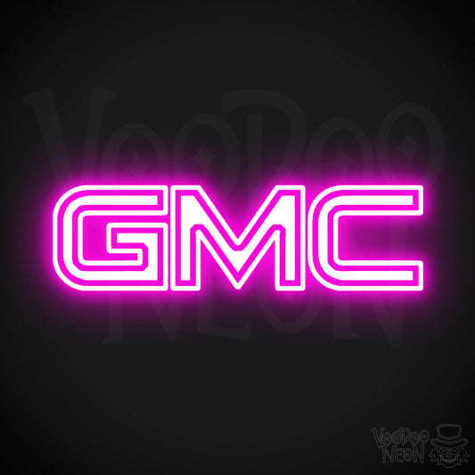 GMC Neon Sign - Neon GMC Sign - GMC Logo Wall Art - Color Pink