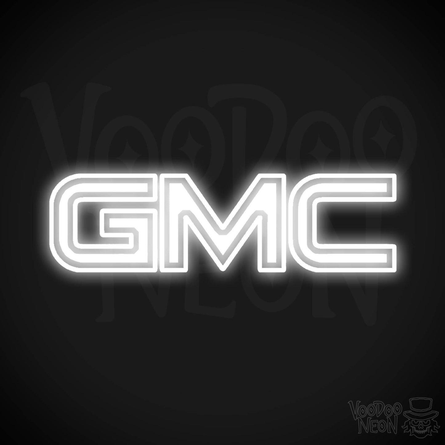 GMC Neon Sign - Neon GMC Sign - GMC Logo Wall Art - Color White