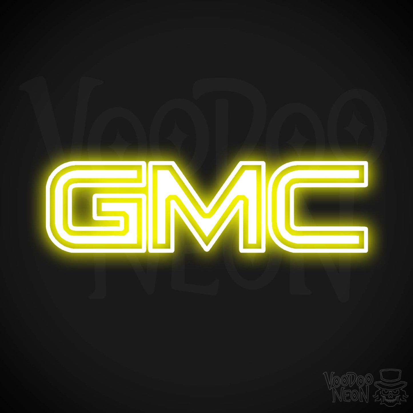 GMC Neon Sign - Neon GMC Sign - GMC Logo Wall Art - Color Yellow