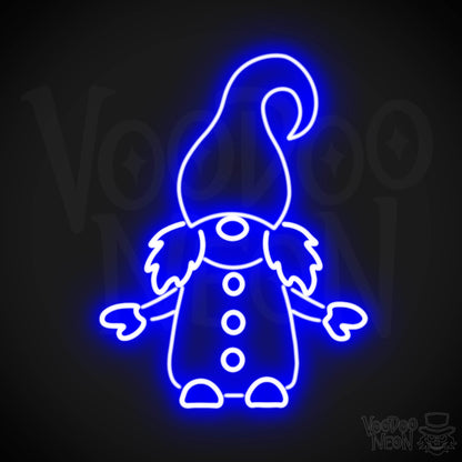 Gnome Neon Sign - Neon Gnome Sign - LED Wall Art - Color Dark Blue