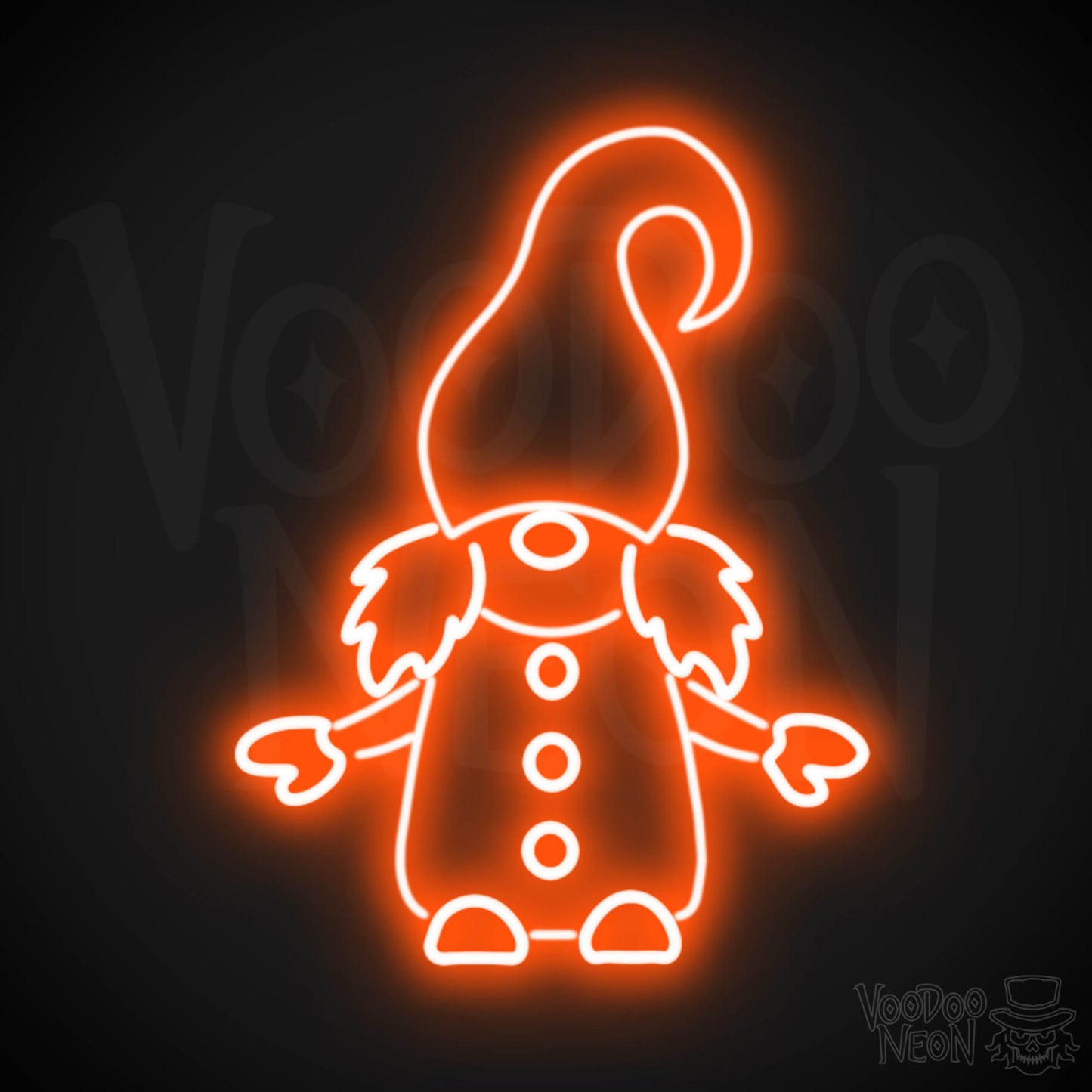 Gnome Neon Sign - Neon Gnome Sign - LED Wall Art - Color Orange