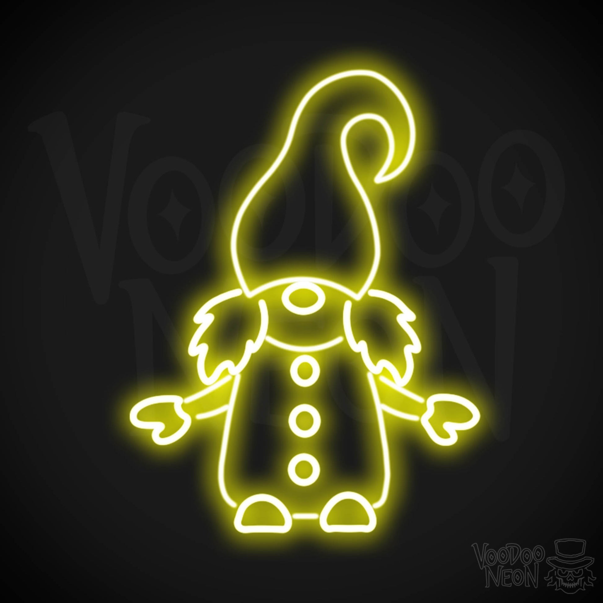 Gnome Neon Sign - Neon Gnome Sign - LED Wall Art - Color Yellow
