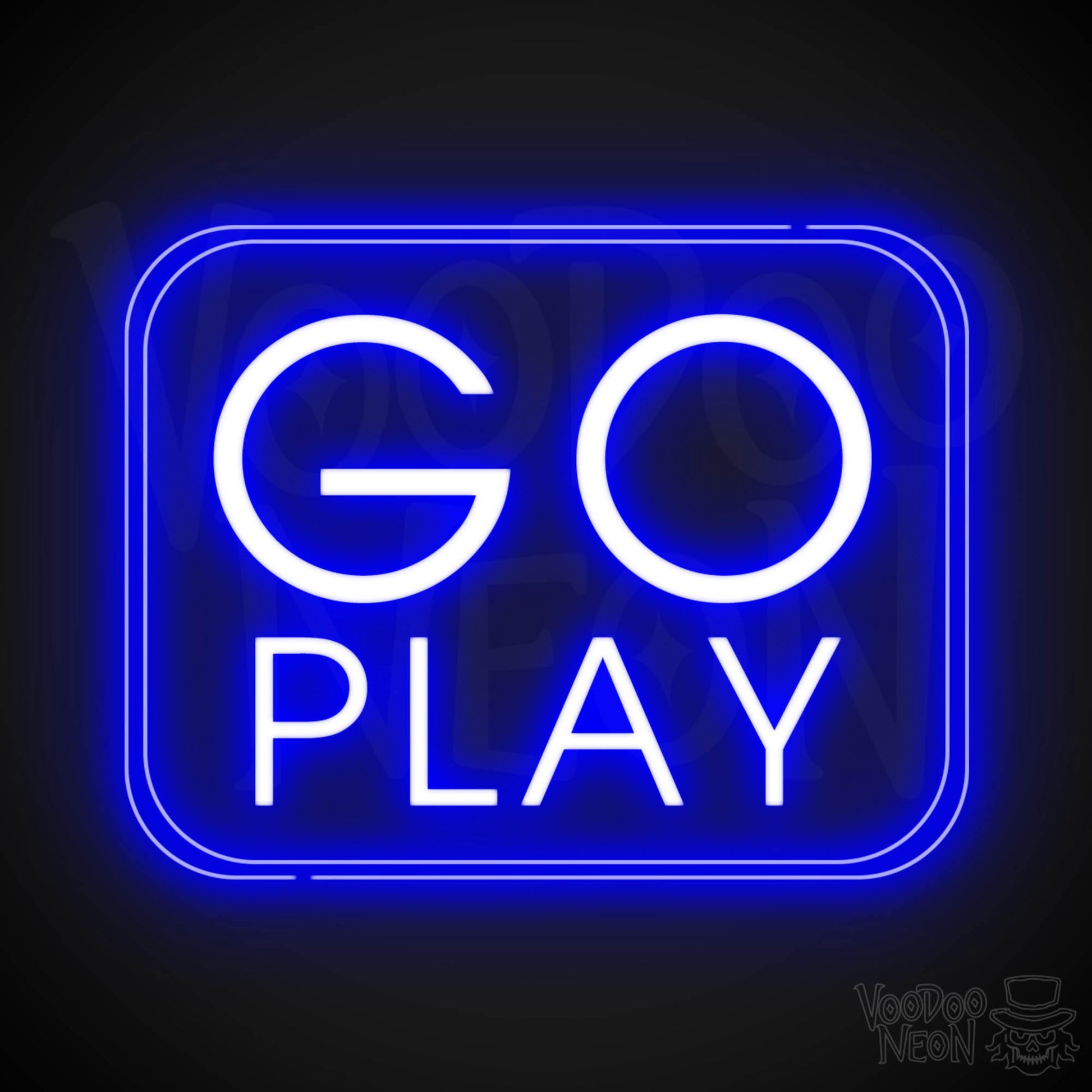 Go Play Neon Sign - Neon Go Play Sign - LED Wall Art - Color Dark Blue